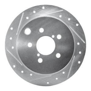 Subaru Crosstrek Brake Rotor (1) - Rear Left - R1 Concepts - Drilled & Slotted - Silver - `12-`23